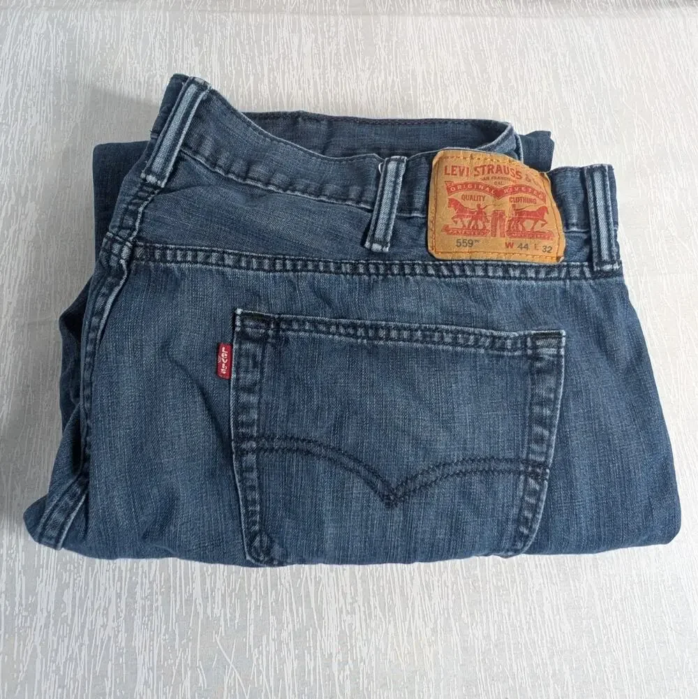 Levis 559 Relaxed Fit Jeans Mens 44x32 Tagged Blue Jeans 42x28 Measured